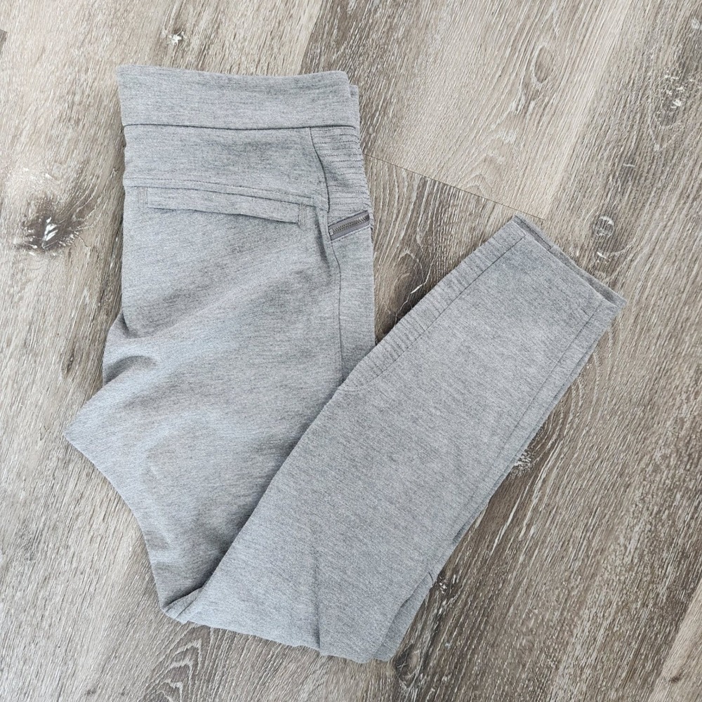 Athleta High Rise Metro Moto Skinny Pants Grey Heathered Size 4 RN 54023
